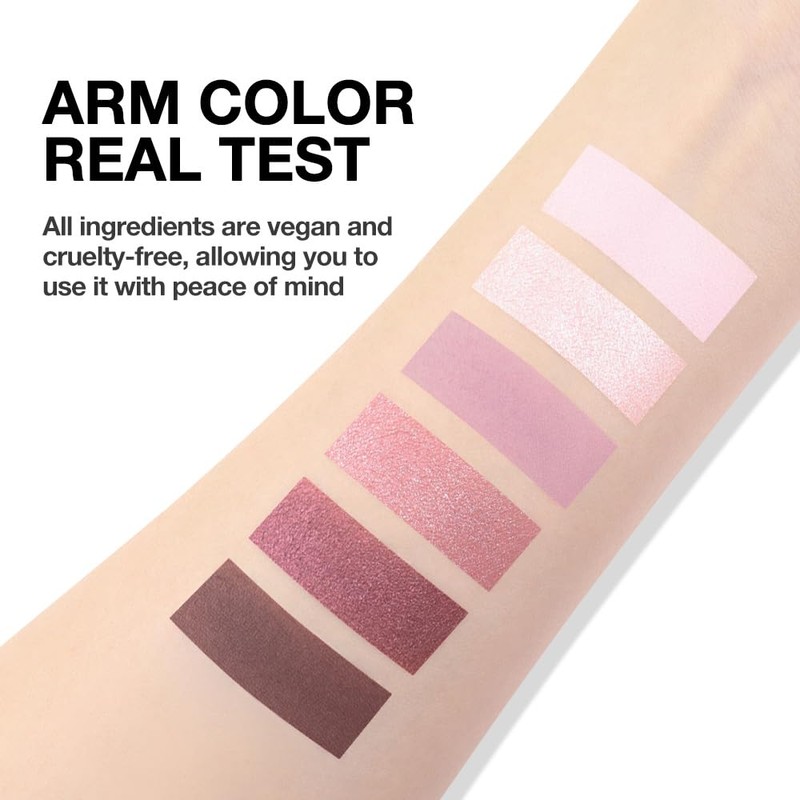 HHLTOH 6 Colors Eyeshadow Palette, Rose Pink Mauve Plum Neutral