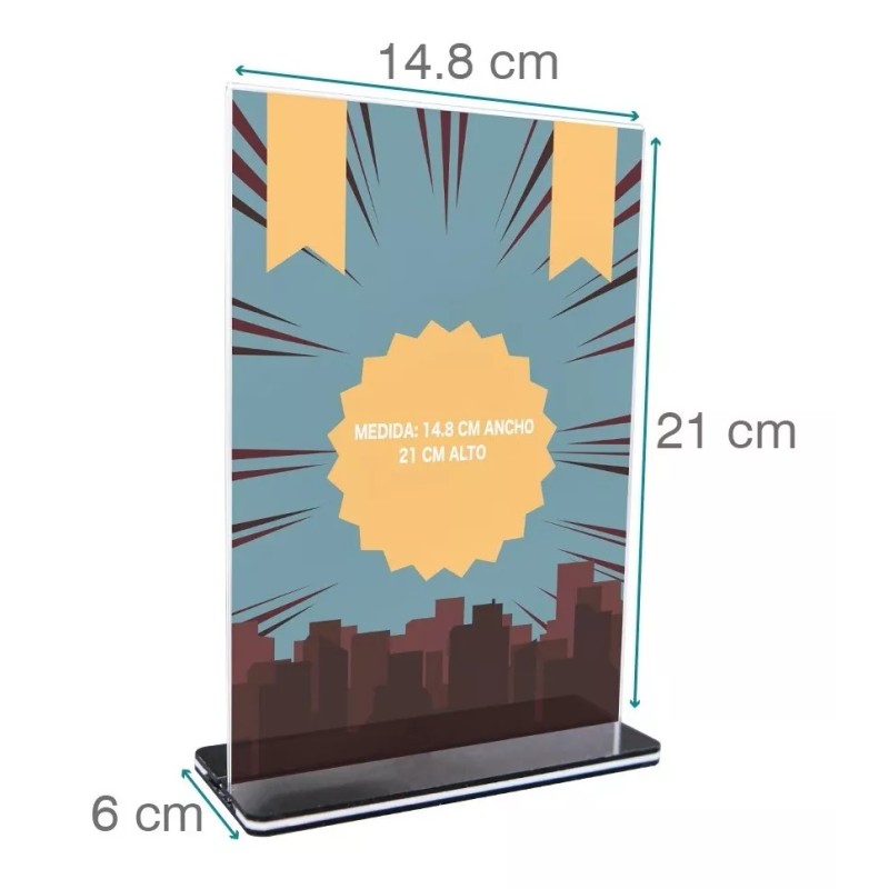 Exhivit Porta Menú A5, Doble Vista (paq-5 Piezas) Porta Folleto