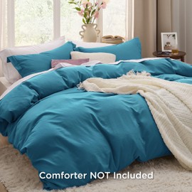Bedsure Bedsure Teal Duvet Cover Queen Size - 3 Pieces Prewashed Cotton-Like Extra Soft Bedding Set, Includes 1 Duvet Cover 90x90 Inches with Zipper Closure & 2 Pillow Shams, Comforter Not Included