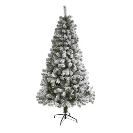 Nearly Natural 6ft. Flocked West Virginia Fir Artificial Christmas Tree