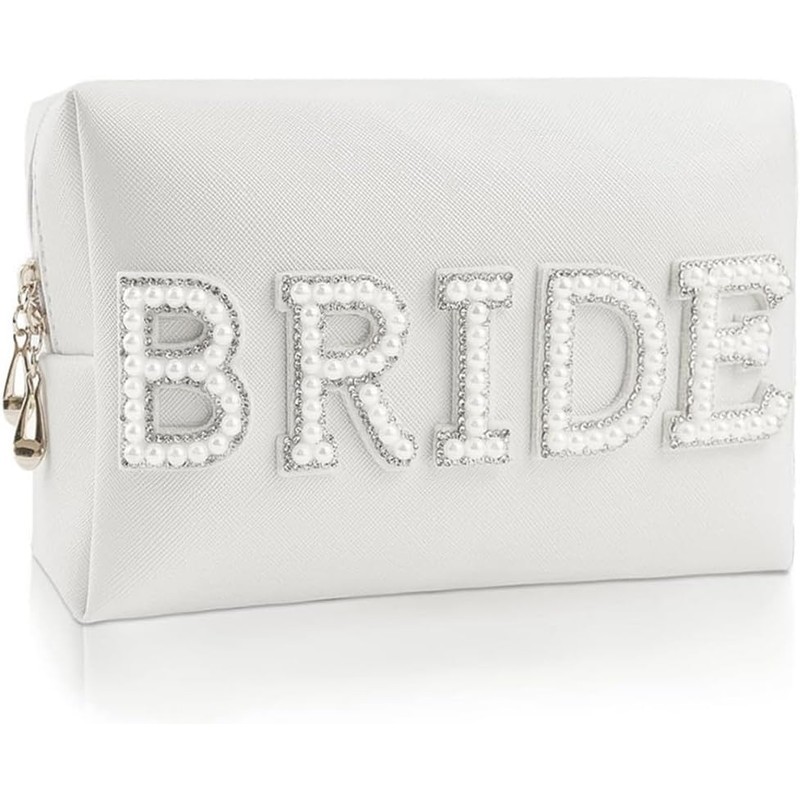 TRIXES Bride Vegan Leather Makeup Bag - Cosmetic Bag Cosmetic