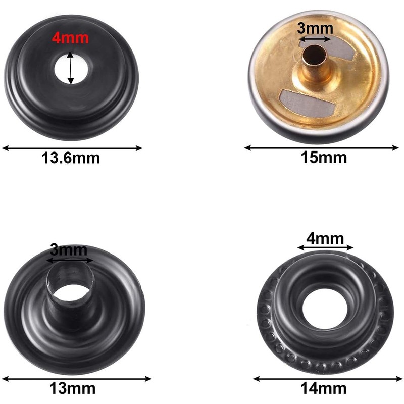 120 Pieces Metal Snap Fastener Kit, BetterJonny 15mm Brass Heavy