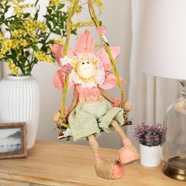 Northlight 23" Pink, Green and Tan Spring Floral Hanging Sunflower Girl Decorative Figure