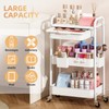 KINGRACK 3 Tier Metal Rolling Cart with Drawer, White Utility