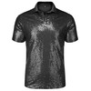 URRU Men's Relaxed Short Sleeve Turndown Sparkle Sequins Polo 70s