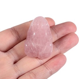 Lovionus89 Rose Quartz Frog Crystal Figurine, Small Hand Carved Bag Crystal Statue Animal Sculpture 1.5 Inch