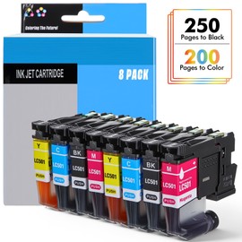 Joyfolk 8 Pack Ink Cartridges Replacement Compatible with LC501 Series, Works with Color Inkjet Printers, Black, Cyan, Magenta, and Yellow