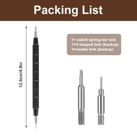 Mabor Watch Band Pins Remover Tool, Double Ended Design Repair Tool Kit for Remove Install Watch Bands Tools Spring Bars Pins Aluminum Alloy Tools Replacement(Black)