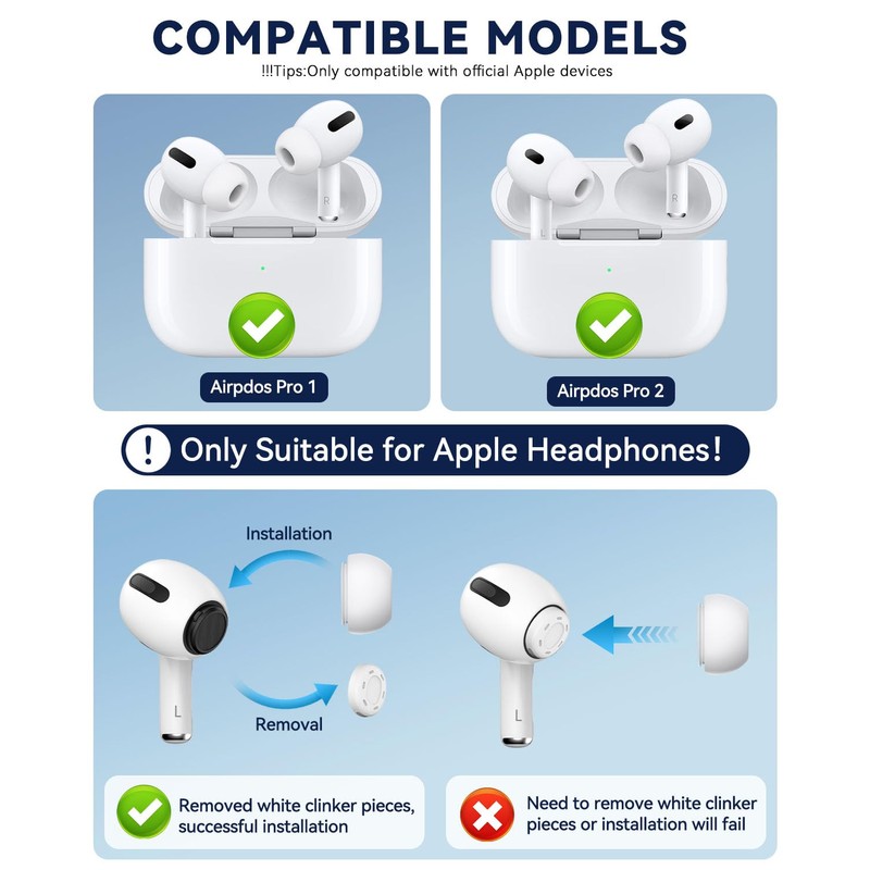 Polislime 3 Pairs Replacement Ear Tips for AirPods Pro 2nd/1st