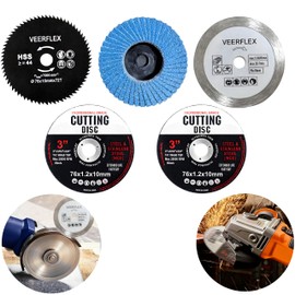 5PCS Cutting Discs, 76mm Metal Angle Grinder Disc for 10mm Bore, Flat Flap Grinding Wheel Milling Tool for Cutting Metal, Stone, Wood, Plastic, Polishing Rough Corners