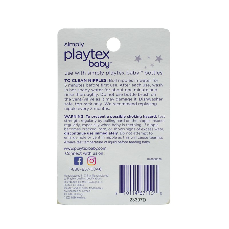 Playtex Baby Simply Playtex Replenishment Nipple, Fast Flow, 2 Count