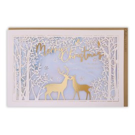 Clintons: Lasercut - Deer In Trees General Christmas Card, General Xmas Card, Single Christmas Card, Cut out Christmas Card, Multi-colour, 260 x 171, 1169589