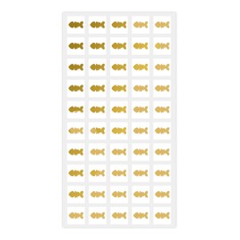 Wedding Meal Stickers - White Square Stickers - Wedding Meal Indicator Stickers - Meal Choice Stickers (50 Stickers - Fish Bone, Gold)