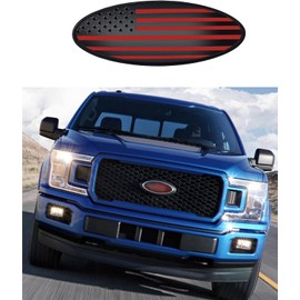 12 inch Emblem Front Grille Tailgate Rear Aluminum Overlay American Flag Emblem Fit for 2017-2022 Ford F250 F350 Super Duty(Red, 12")