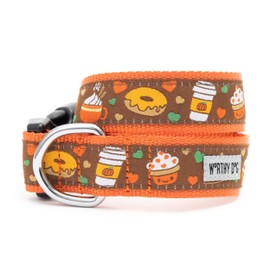 The Worthy Dog Pumpkin Spice Collar: Pet Dog Accessories in Nylon Material with strong quick release buckle and a nickel-plated D-ring Brown Color Large Size