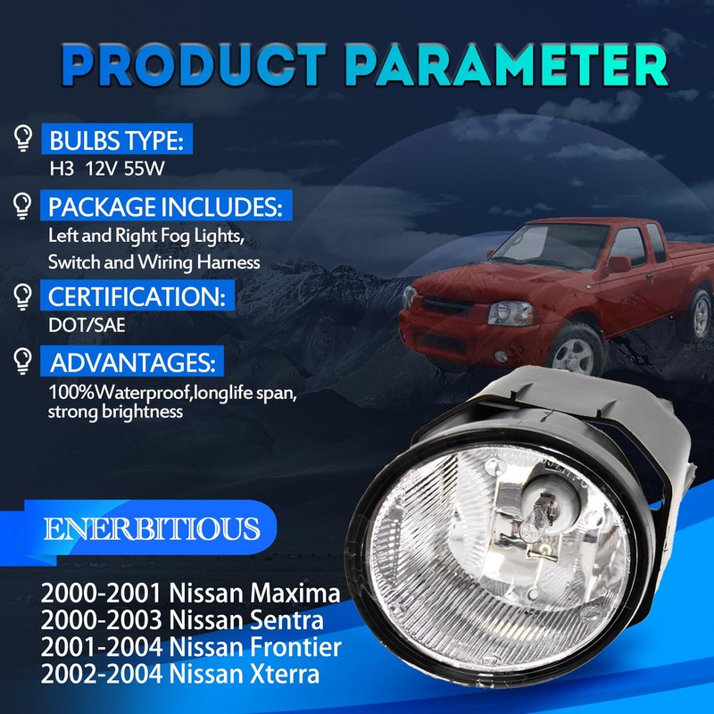 ENERBITIOUS Fog Lights Lamps Replacement for 2000-2001 Nissan Maxima 2000-2003