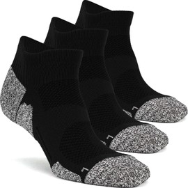 CWVLC Unisex Cushioned Compression Athletic Ankle Socks Multipack, 3-pairs Black, XL (13.5-15.5 W US/ 12-14 M US)