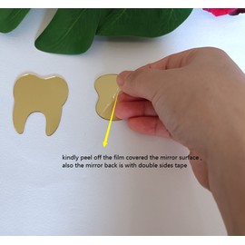 50pcs of DIY Teeth Shape Wall Mirror Sticker, Dental Care Mirrored Teeth Decals for Dentist Clinic Party Decoration (2'', Gold Mirror)