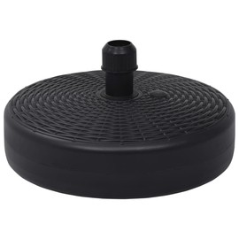 GeoHome Round Umbrella Base | Outdoor Umbrella Stand | Fillable Parasol Base for Outside Patio, Lawn, Garden | Sand/Water Filled 61.7 lb/6.3 Gal | Black Plastic 19.7" x 5.9"/10.6"
