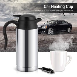 DOUQIFEI Auto-Elektroflasche Mit Gleichstrom-Ladegerät, 12 V, 750 Ml, Edelstahl, Elektroauto-Wasserkocher, Heizbecher, Kaffeetasse, Reise-Wasserflasche