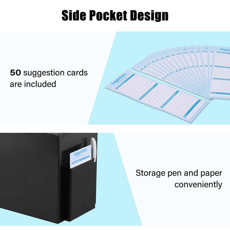 xydled Wall Mounted Suggestion Box with Key Lock, Metal Donation/Ballot/Voting/Collection/Key