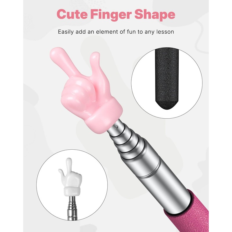 Uniclife 2 Pcs Telescopic Teachers Pointer Mini Retractable Finger Pointer