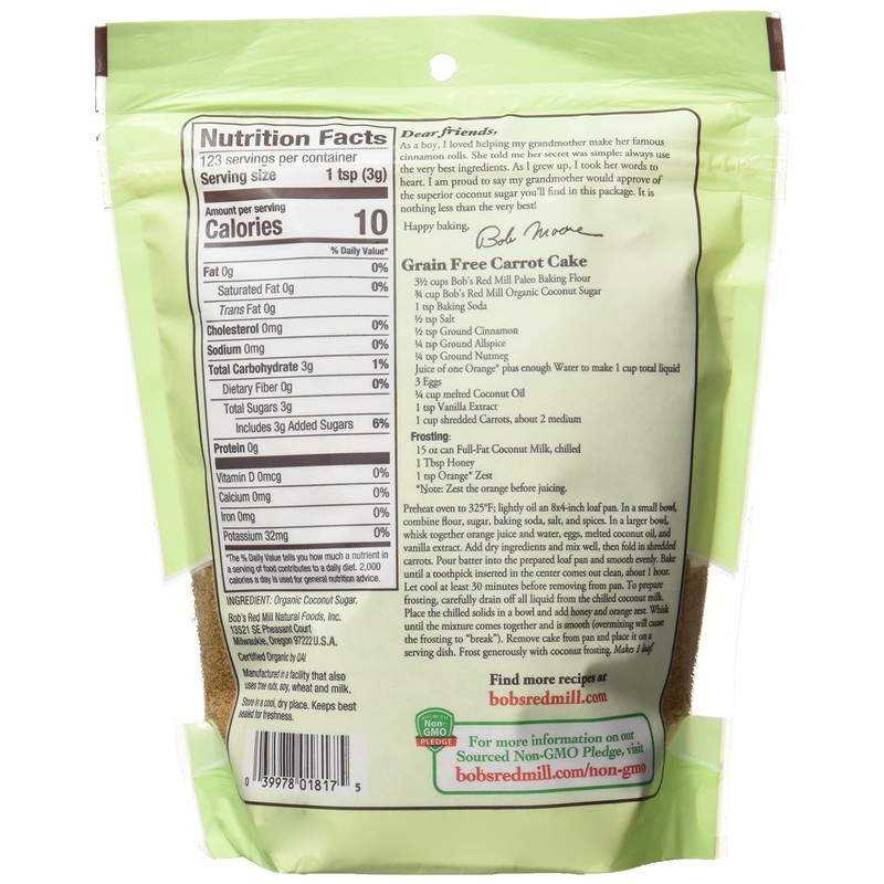 Bob's Red Mill Organic Coconut Sugar, 13-ounce (Pack of 4