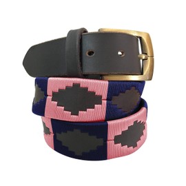 Carlos Diaz Mens Womens Premium Unisex Brown Leather Embroidered Designer Polo Belt (120 cm/ 46-48 Inches)