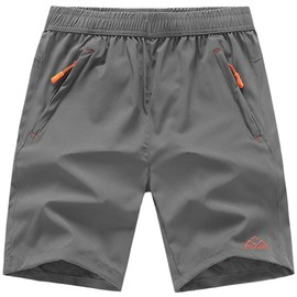 Gopune Men's Outdoor Moisture-Wicking Quick Dry Shorts, Sports, Running, Includes Zippered Pocket, 02 grey