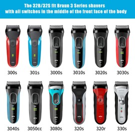 32B Series 3 Replacement Razor Part Compatible with Braun Razor Series 3 Razor Heads for Men, Razor Replacement Heads (32B/2PCS)
