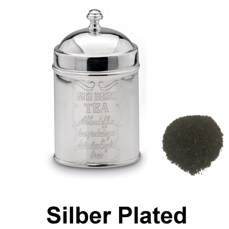 SILBERKANNE Ceylon Tea Canister Round H 17 cm Premium Silver