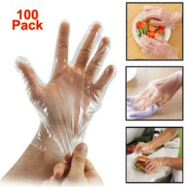 Buystarget 100 Pack Universal Clear Disposable Multi-Purpose Gloves for Food Safety Salon