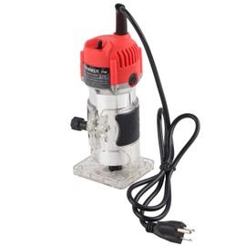 Electric Wood Router Hand Trimmer Tool Set with Transparent Base, 30000 RPM, for Woodworking and Curve Processing