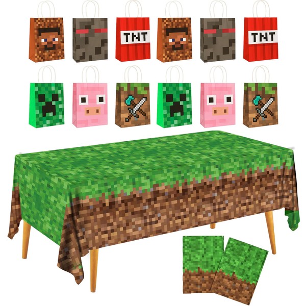 Lamar Feather Pixel Party Suppliers Bulk Set, Favor Bags and