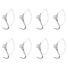 HARFINGTON 8pcs Suction Cup Hooks 1.20" Powerful Vacuum Suction Shower Hooks Waterproof Reusable Wreath Cup Bathroom Hook Load 6.6 lbs for Kitchen Restroom Window Wall Glass Door, Clear