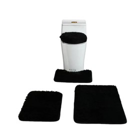 Bathroom Rug Set 4 Piece, Soft Absorbent Microfiber Bath Rug Set, Non-Slip, Machine Wash Dry, Plush Bath Mats for Bathroom Floor, Tub, Shower and Home Decor Accessories (Black)
