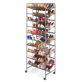 Whitmor 10-Tier Double Sided Shoe Cart, Gunmetal
