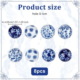 OLYCRAFT 8Pcs Blue and White Porcelain Balls Decorative Porcelain Balls 1.6 Inch Chinoiserie Ball Handmade Ceramic Beads 3mm Hole Ceramic Orbs for Centerpiece Bowls Vases Tables Wedding Home Decor