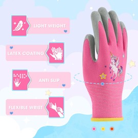 Kids Gardening Gloves 3 Pairs Toddlers Rubber Coated Work Gloves Children Garden Gloves Thorn Proof Heavy Duty Gloves Garden Working Gloves for Boys Girls Children Housework Duty Work