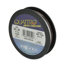 Hi-Seas Quattro Monofilament Line, 4 Color Camouflage, 15 Pound Test, 1-Pound Spool