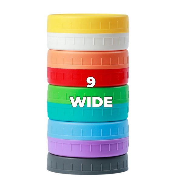 Bedgeta 9 Wide Mouth Mason Jar Lids with Silicone Ring,Thickened