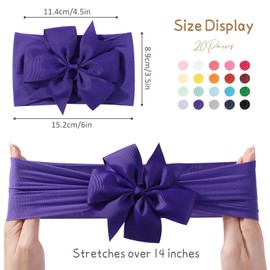 Jollybows 20pcs Baby Girls Bows Headbands, 4.5" Nylon Hairbands Ribbon Hair Bow Elastic Hair Accessories for Newborns Infants Toddlers and Kids (Light Color)