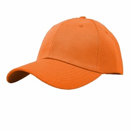 Glory Max Plain Baseball Cap Hook & Loop Strap Adjustable Solid Blank Curved Visor Hat (Orange)