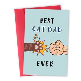 Cute Fathers Day Cards Gifts from Cat, Funny Cat Dad Gifts for Men, Humor Father’s Day Card for Cat Lover, Unqiue Birthday Card for Pet Owner
