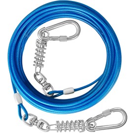 HaiYUAN Dog Tie Out Cable 10/15/20/25/30FT Dog Run Cable Rosy Pink/Blue/Purple/Silver/Red/Green/YellowTie Out Cable for Large Dogs Heavy Duty for Outside Hold Large Dogs Up to 250LBS