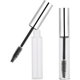 Tubo de rímel vacío con varilla de pestañas, 5 colores Tubo de rímel vacío de 10 ml con varilla de pestañas Botella de contenedor de rímel vacía Botella de crecimiento de pestañas (tapa plateada)
