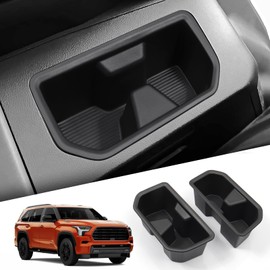 smabee 2PCS Rear Cup Holder Insert for Toyota Sequoia 2024 2025 2026 Accessories TPE Drink Organizer Holder for Sequoia Interior Black