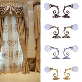 Yosoo Sujetadores para Cortinas de Cristal 2 Piezas, Ganchos Decorativos de Metal con Diseño Europeo para Atar Cortinas, Accesorios Elegantes para Sala de Estar, Dormitorio, 4 Colores Di