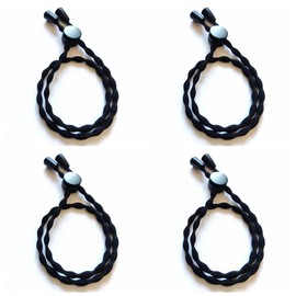 AICILY Afro Puff Drawstring Ponytail Ties Adjustable Length Hairband for Short Kinky Curly Hair Bun Long Cushioned Headband Ties for Women with Thick, Braided, Kinky, Curly, Natural Hair Extra Stretchy Hiarties (Black-2)