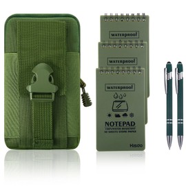 6 Pcs Green Waterproof Notebook with Waterproof Pen and Cover, 3×5 Inch Waterproof Notepad, Police Notepad Write in The Rain Notebook, Rite in The Rain Notebook for Outdoor Activities Recording